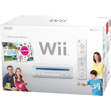 Wii blanca con Wii Sports y Wii Play